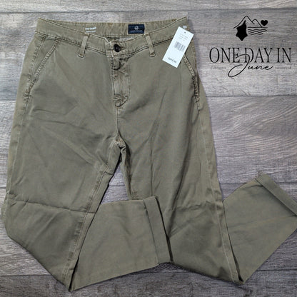 AG Adriano Goldschmied The Caden Tailored Trouser Pants Olive Green NWT Size 4