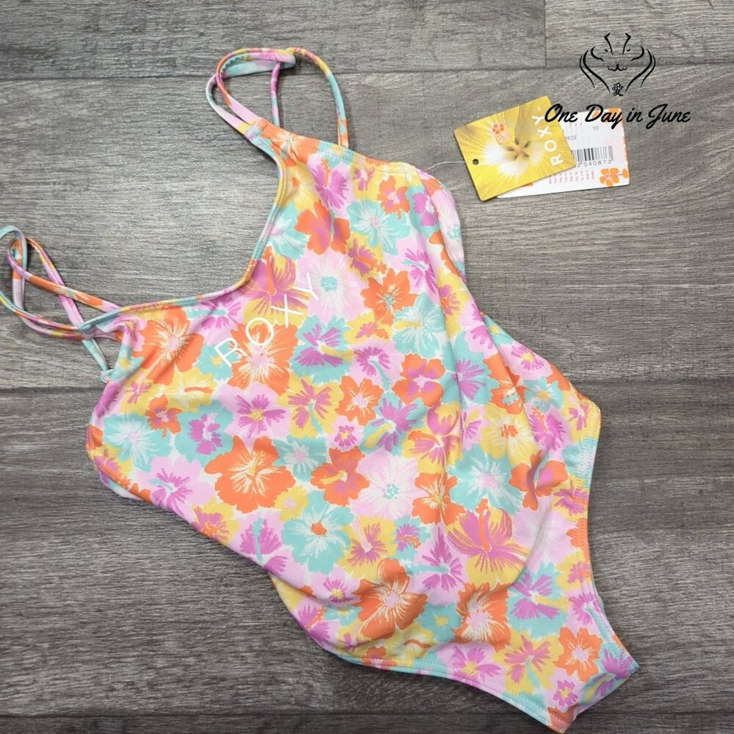 Roxy Girls Floraya One Piece Swimsuit Floral High Leg Tropical NWT Size 10