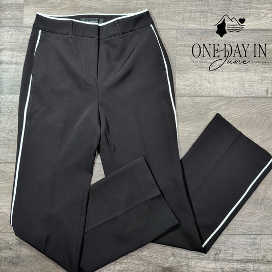 White House Black Market HR Contrast Trouser Pants Black White NWT Size 2