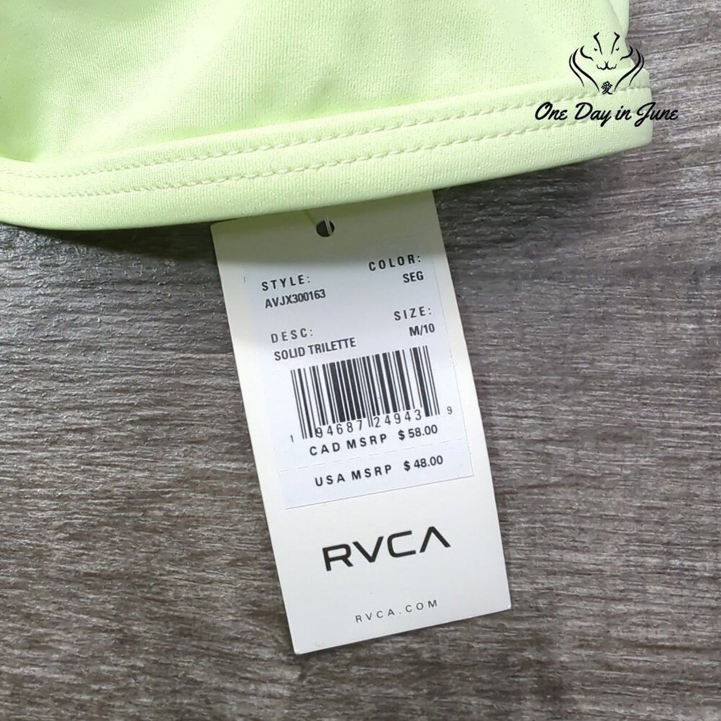 RVCA Solid Trilette Bikini Top Size M