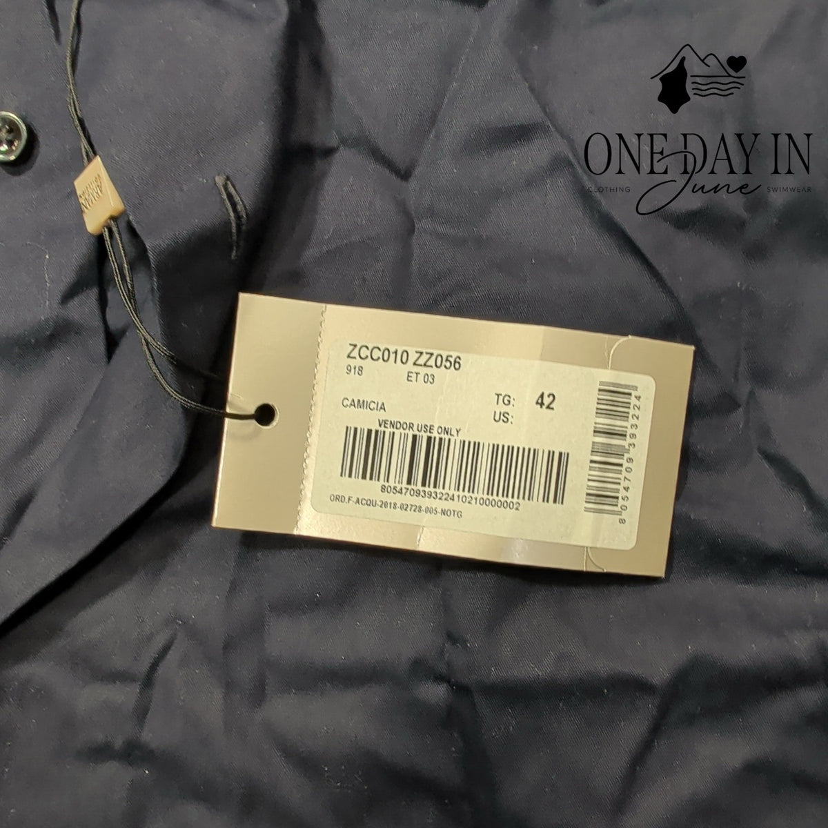 Armani Collezioni Men's Dress Shirt Navy Blue Long Sleeve NWT Size 42 (16.5)