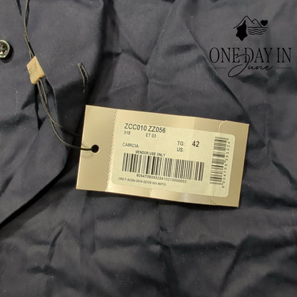 Armani Collezioni Men's Dress Shirt Navy Blue Long Sleeve NWT Size 42 (16.5)