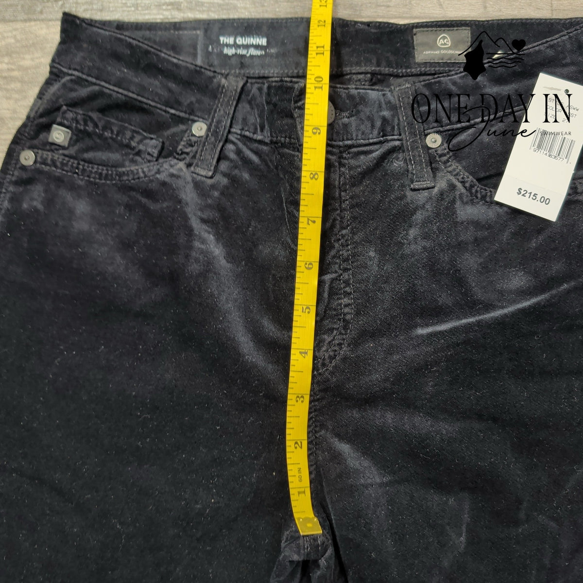 AG Adriano Goldschmied The Quinne High Rise Flare Velvet Jeans Black NWT Size 4