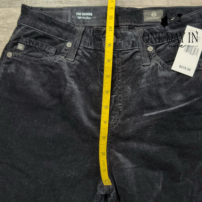 AG Adriano Goldschmied The Quinne High Rise Flare Velvet Jeans Black NWT Size 4