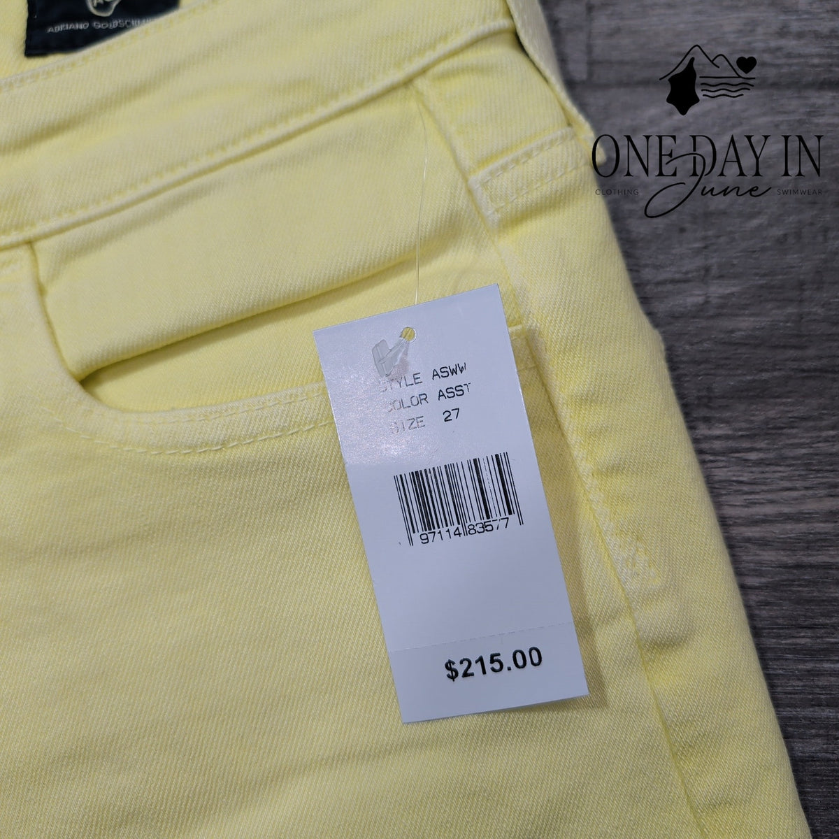 AG Adriano Goldschmied The Etta High Rise Wide Leg Crop Jeans Yellow NWT Size 4