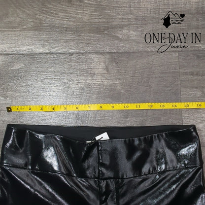 Alice + Olivia Faux Leather Bootcut Pants Black High Gloss NWT Size 8