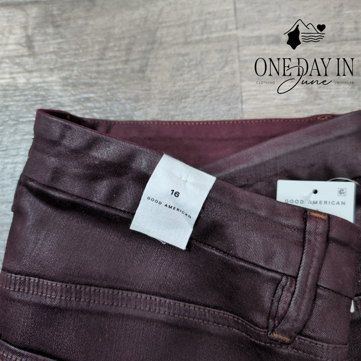 Good American Good Legs Coated Skinny Jeans Malbec Burgundy NWT $169 Size 16