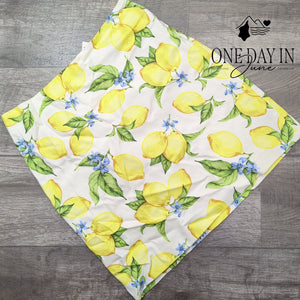 Talbots Lemon Print Mini Skirt White Yellow Fruit Summer NWT Size 8