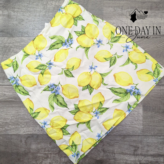 Talbots Lemon Print Mini Skirt White Yellow Fruit Summer NWT Size 8