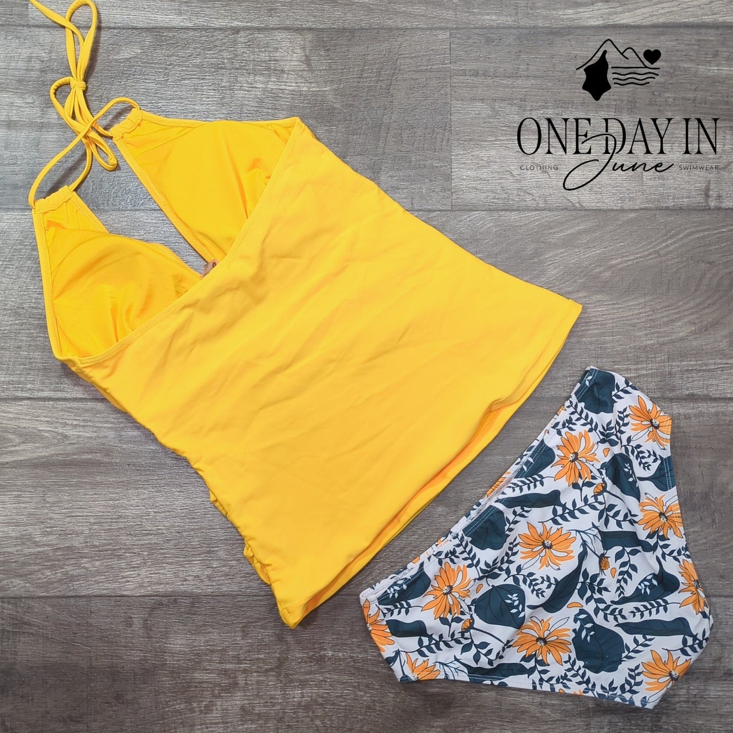 Yonique Halter Floral Tankini Swimsuit Size M