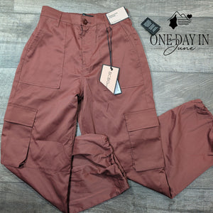 BCBGeneration Parachute Jogger Pants Brown Cargo Utility NWT Size XS