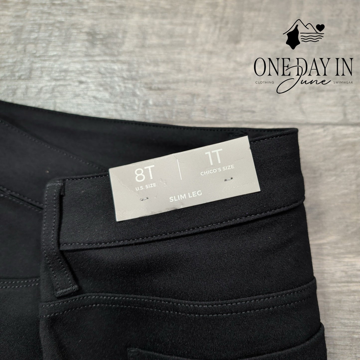 Chico's Ponte 5 Pocket Slim Pants Black NWT $89.50 Size Chico's 1T (8T)