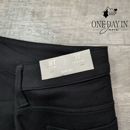 Chico's Ponte 5 Pocket Slim Pants Black NWT $89.50 Size Chico's 1T (8T)