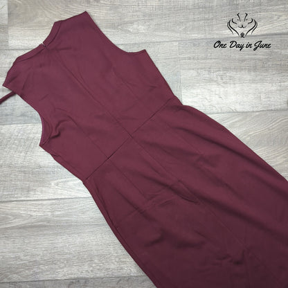 Ann Taylor Factory Petite Tie Neck Sheath Dress Burgundy NWT Size 0P