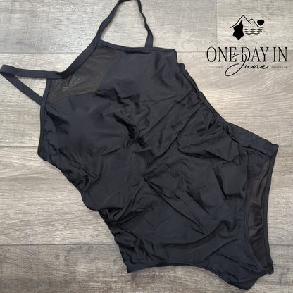 Suuksess High Neck Mesh One Piece Swimsuit Size L