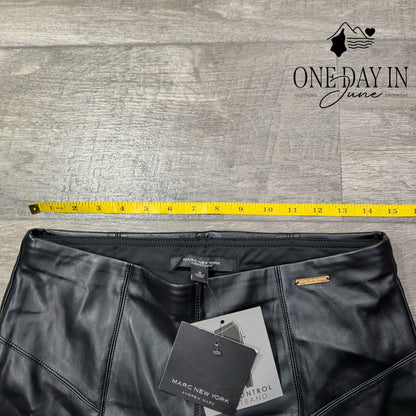 Marc New York Faux Leather Slim Leg Pants Black Full Control Waist NWT Size M