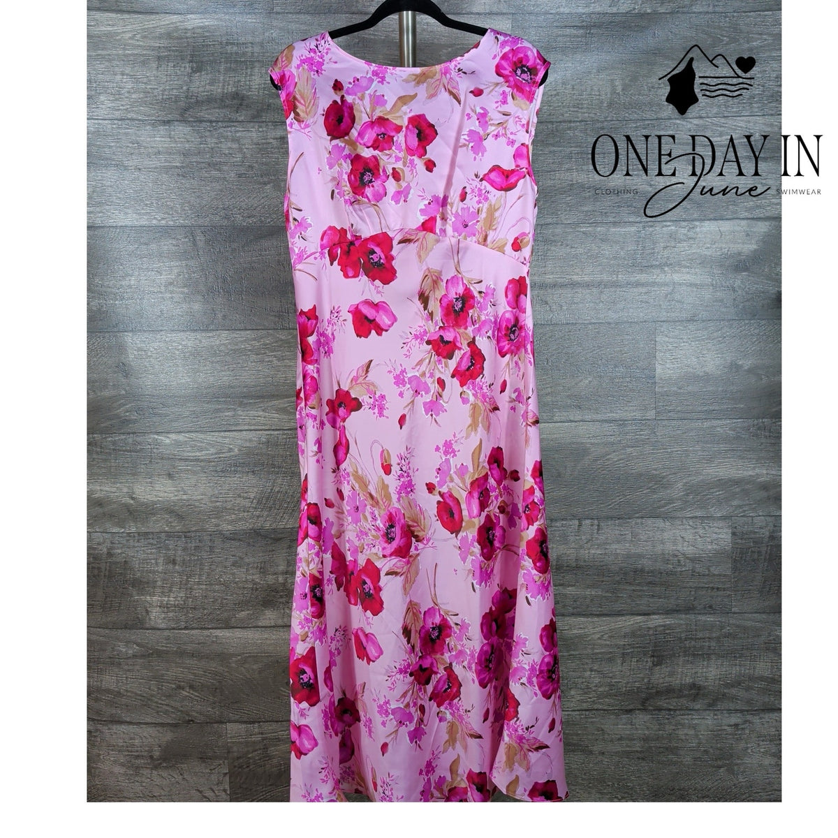 Talbots Watercolor Floral Fit & Flare Midi Dress Pink Red NWT Size 12