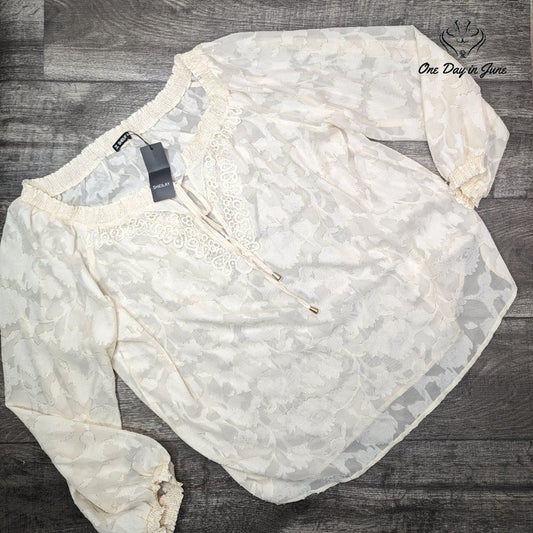 Sheilay Boho Long Sleeve Sheer Top Size 3XL