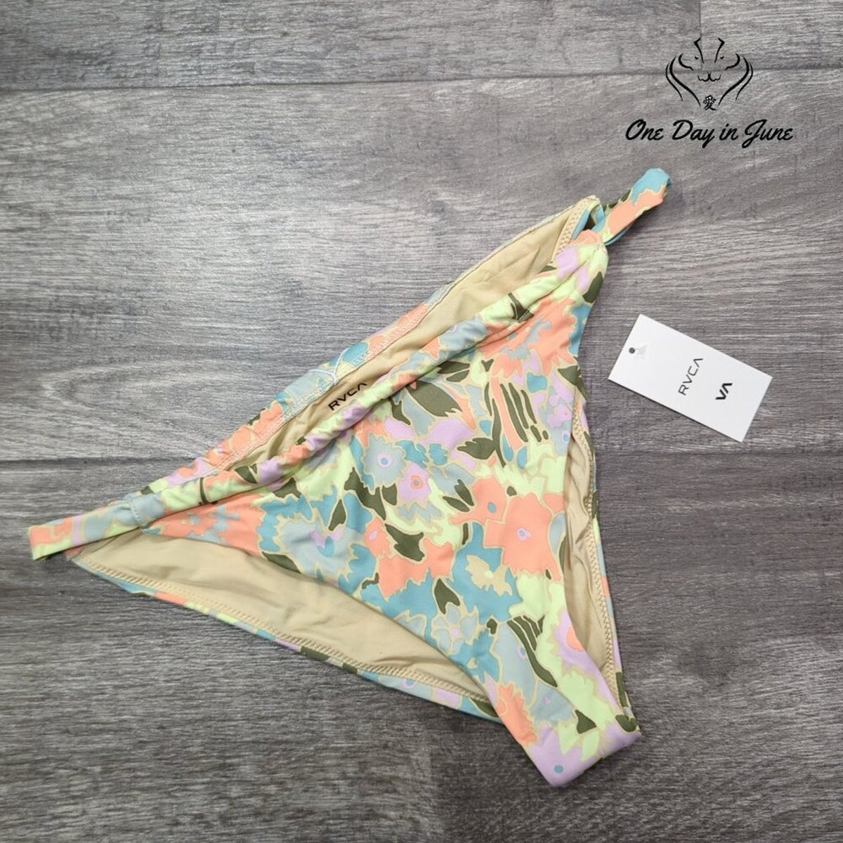 RVCA On The Road French Bikini Bottom Chai Floral High Cut NWT Size XL