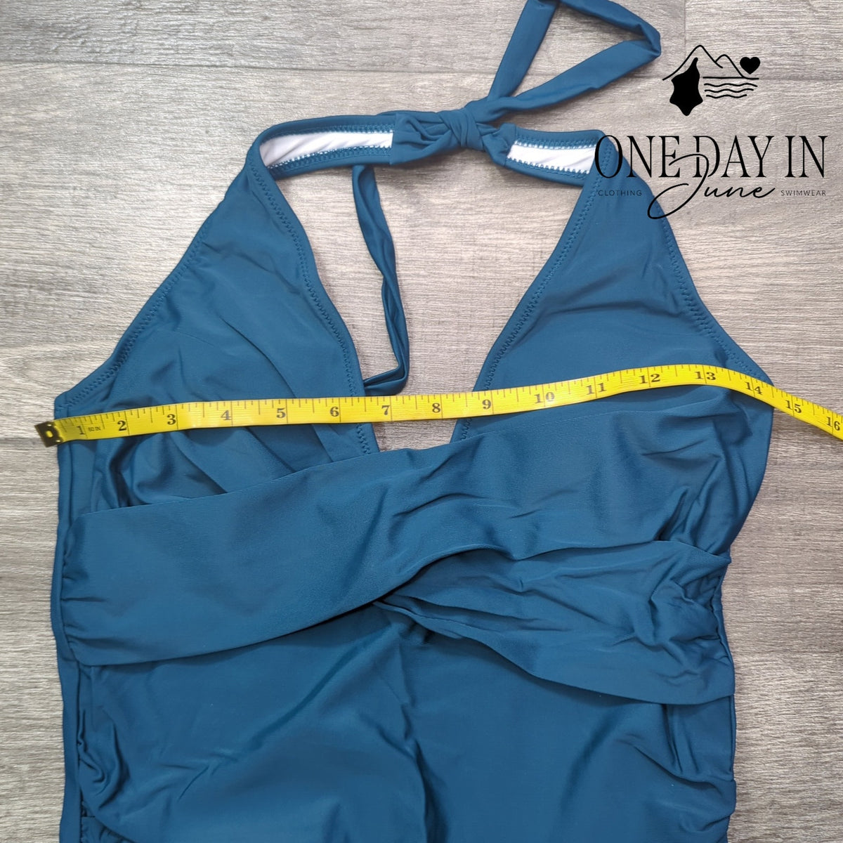 Suuksess Cross Front Halter One Piece Swimsuit Teal Blue Size M