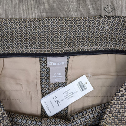 Chico's Square-Print Jacquard Skinny Ankle Pants Size 6R