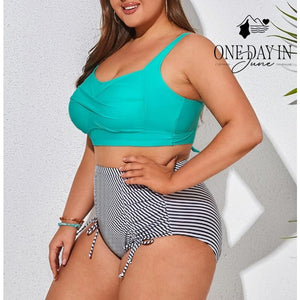 Hanna Nikole Plus Size Cross Front High Waist Bikini Swimsuit NWT Size 12W