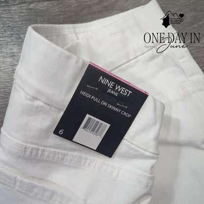 Nine West Heidi Pull On Zipper Hem Skinny Crop Jeans Size 6