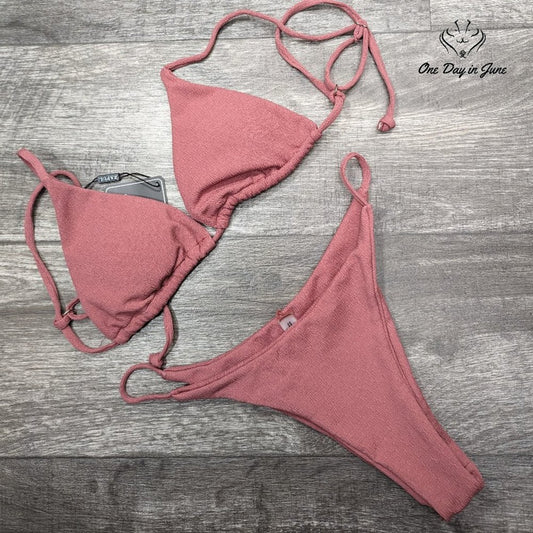 Zaful Textured Triangle Bikini Swimsuit Size 6