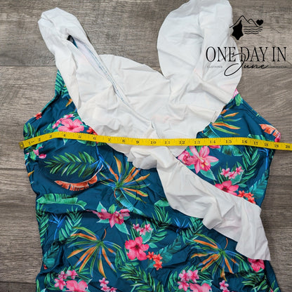 Aleumdr Plus Size Ruffle One Piece Swimsuit Size 2XL