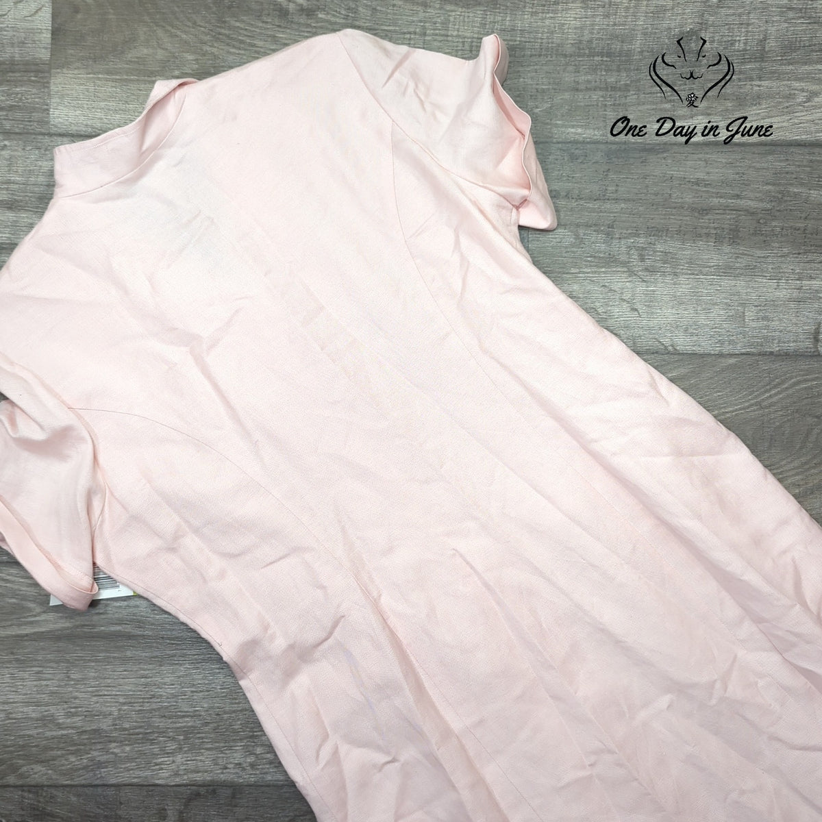 Positive Attitude Linen Blend Button Front Shirt Midi Dress Pink NWT Size 14