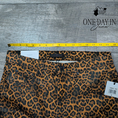7 For All Mankind Slim Kick Jeans Leopard Coated High Rise NWT $225 Size 12 (31)