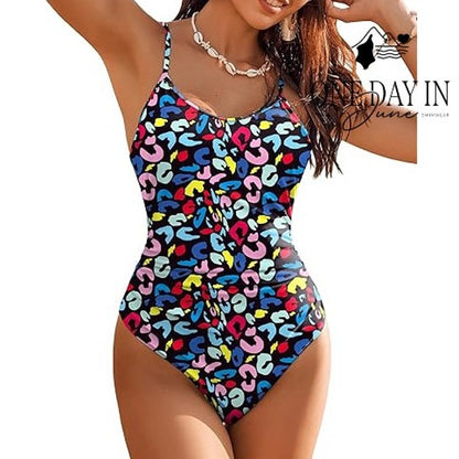Aimage NWT Ring Back One Piece Swimsuit Multicolor High Cut O-Ring Size XL