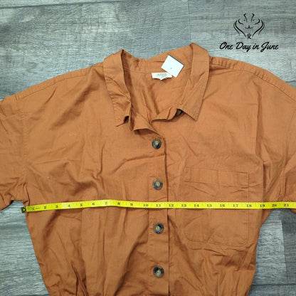 a.n.a Short Sleeve Button Front Tie Waist Romper Size XXL