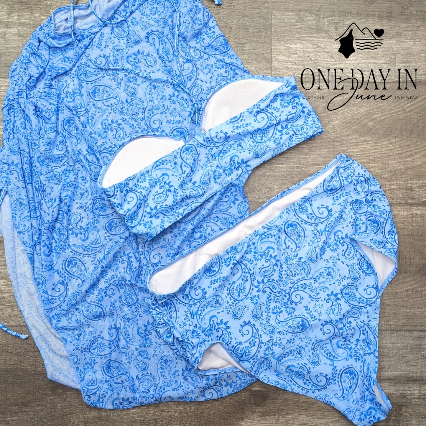 Adisputent High Waist Bandeau 3 Piece Bikini Swimsuit Size L