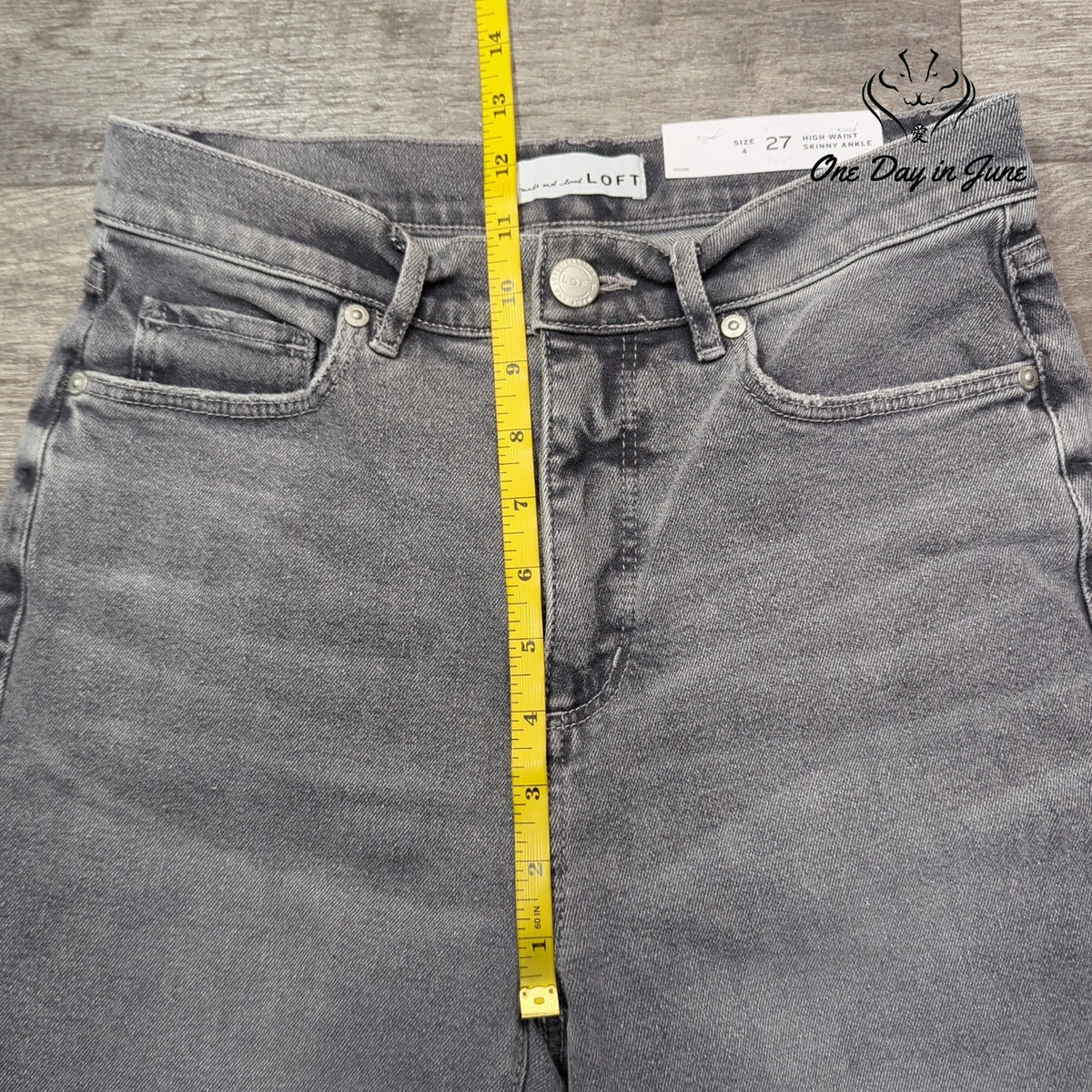 Loft High Waist Skinny Ankle Jeans Gray Distressed Raw Hem NWT Size 4