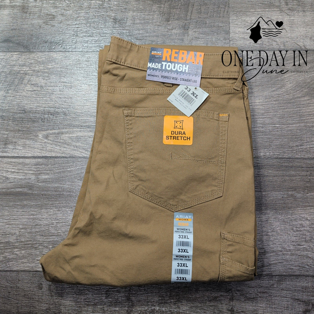Ariat Rebar Perfect Rise Straight Leg Work Pants Field Khaki NWT Size 33 (16)