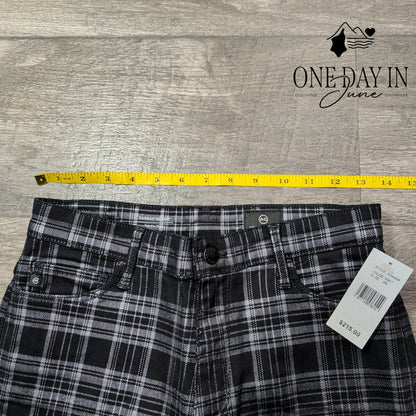 AG Adriano Goldschmied Farrah High Rise Skinny Jeans Black Gray Plaid NWT Size 2