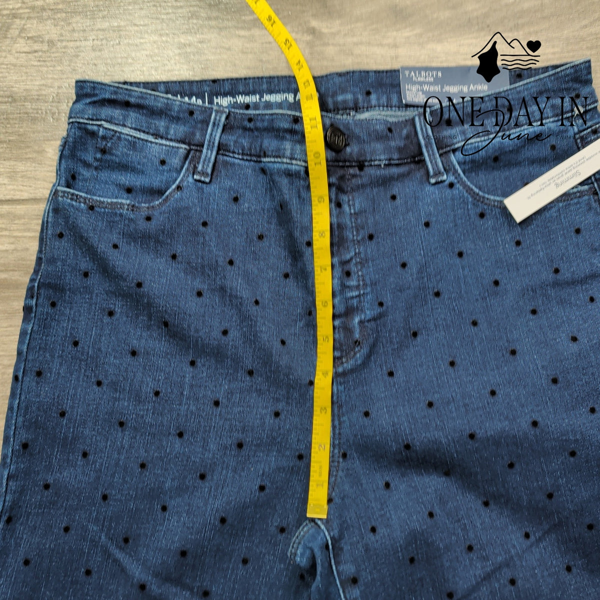 Talbots Flawless Petite High Waist Flocked Polka Dot Jegging Ankle Jeans NWT 14P
