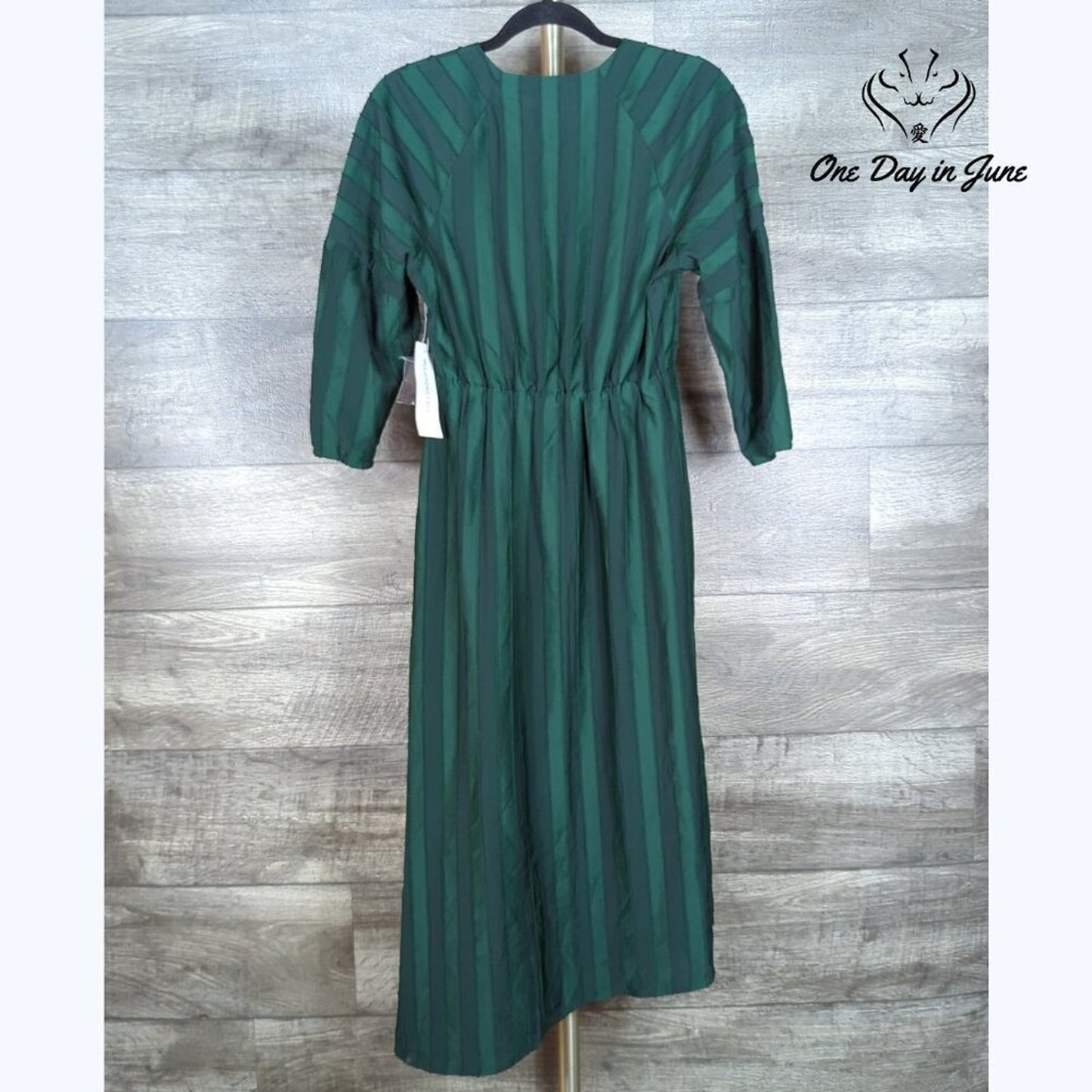 Liz Claiborne Half Sleeve Striped Mysterious Green Dress Size S