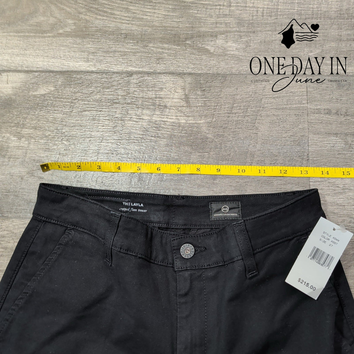 AG Adriano Goldschmied The Layla Cropped Flare Trouser Pants Black NWT 27 Size 4