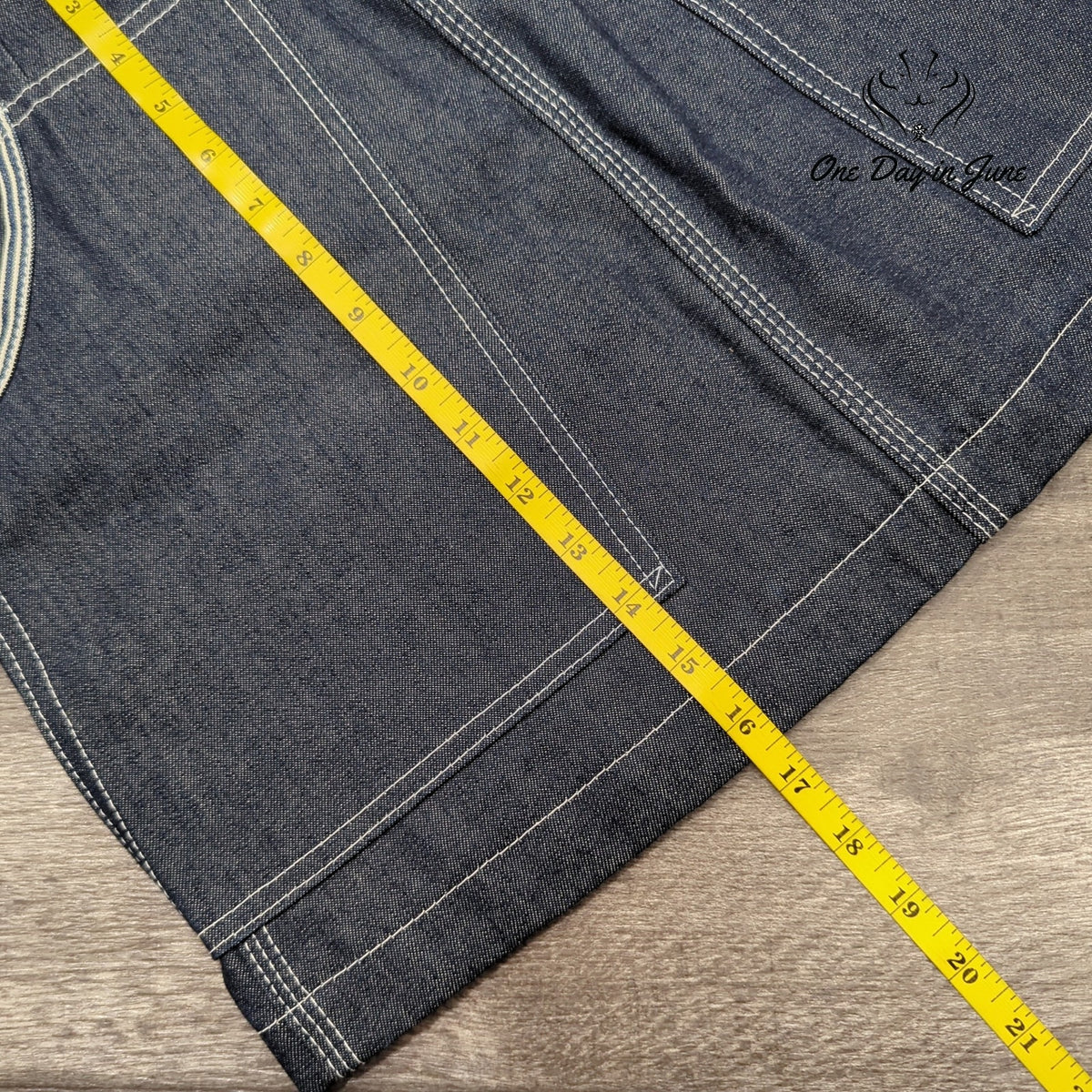 L.C. King Denim Mini Skirt Dark Blue USA Made Workwear Contrast Stitch Size 14