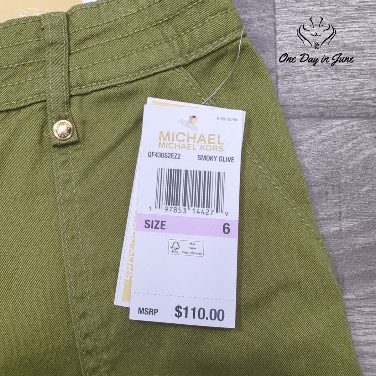 Michael Kors High Rise Straight Ankle Pants Smoky Olive Green NWT Size 6