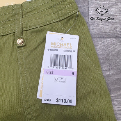 Michael Kors High Rise Straight Ankle Pants Smoky Olive Green NWT Size 6