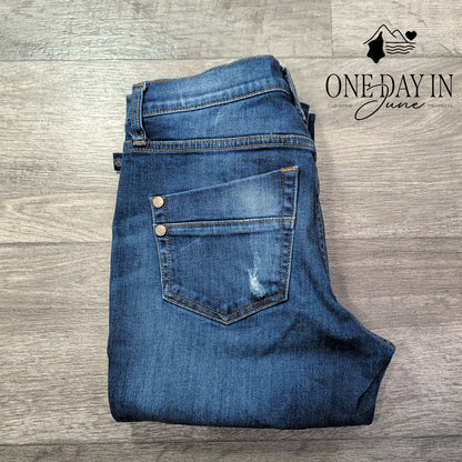 Rock & Republic Skinny Jeans Women's Blue Distressed Stretch Denim Size 10