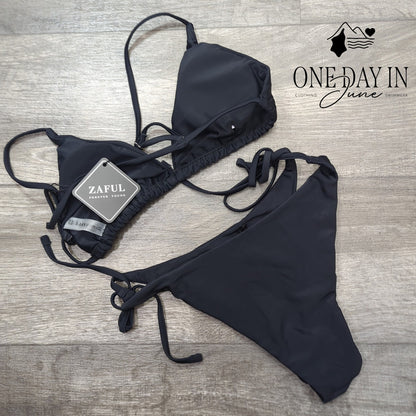 Zaful Adjustable Triangle Tie Side Bikini Swimsuit Size M