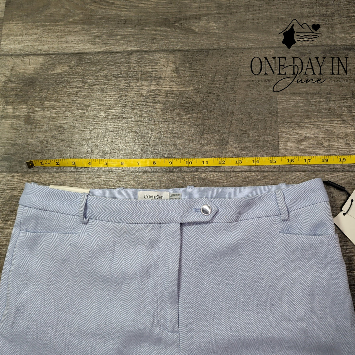 Calvin Klein Petite Modern Fit Herringbone Tapered Dress Pants Blue NWT Size 14P
