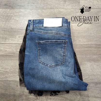 Cato High Rise Skinny Lace Flare Jeans Size 14