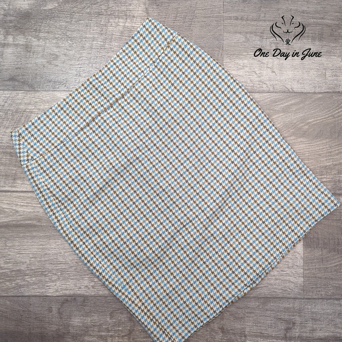 The Limited Houndstooth Mini Skirt Blue Brown Ivory Fully Lined Size 2