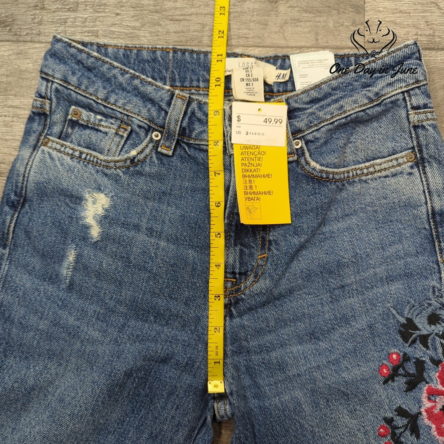 l.o.g.g. Distressed Embroidered Jeans Size 2