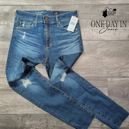 AG Adriano Goldschmied The Farrah Skinny Distressed Jeans Blue NWT Size 4 (27)